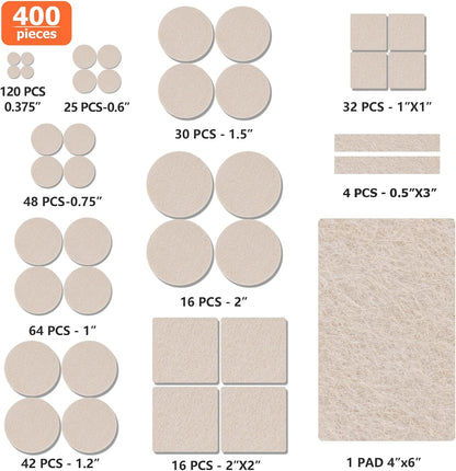 Felt Furniture Pads 300 Pieces, Furniture Pads for Hardwood Floors Black | Self-adhesive felt pads prevent scratches and noise, ideal for chair legs, suitable for hardwood floors and indoor furniture