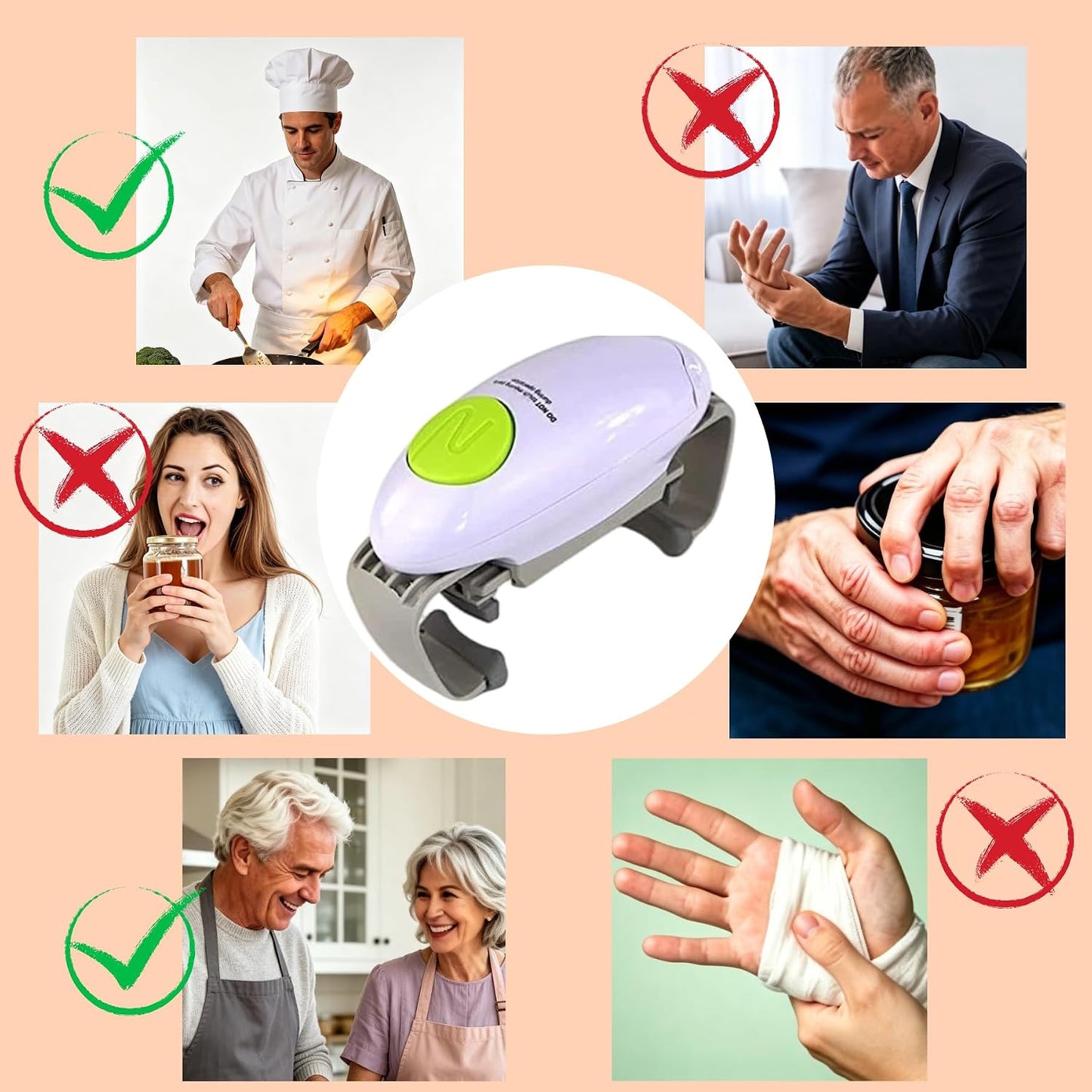 Electric Jar Opener, One-Touch Higher Torque Hands-Free Automatic Lid Opener, Battery Operated Jar & Bottle Opener for Seniors with Arthritis, Fits 1.2"-3.5" Most Jar Sizes for Weak Hands