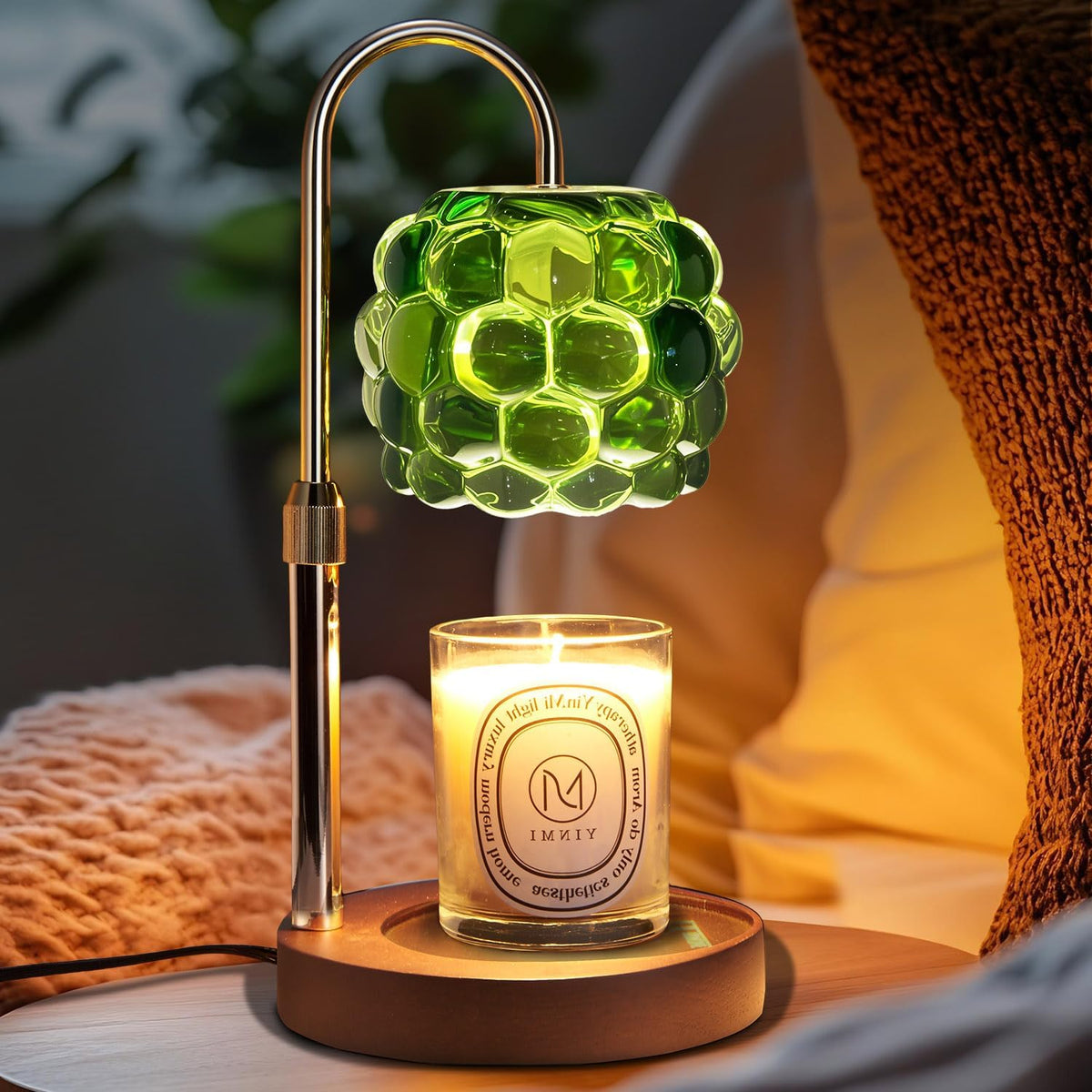Candle Warmer Lamp with Timer Adjustable - Height Candle Warmer, Dimmer, Black Glass Wax Melting Lamps for Home Decor, for Candles in Jars with 2 Bulbs