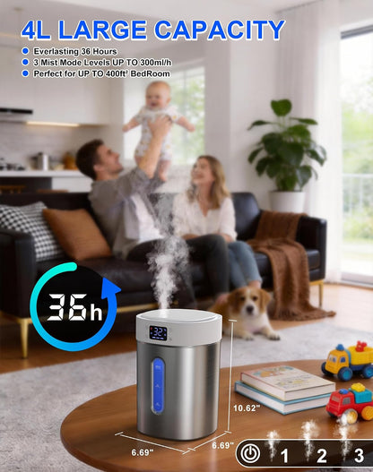 Stainless Steel Humidifiers for Bedroom,Large Room,Baby and Plants