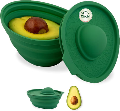 Avocado Saver | Avocado Keeper – Collapsible with Lid, Reusable, and Keeps Food Fresh - Multi-Use Fruit and Vegetables Saver, XL Half-Cut Container Storage for Fridge