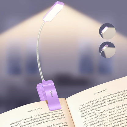 Gritin 2026 Gen 2 Book Light for Reading- 30 Eye Caring Full Spectrum LED | 5 Colors & 5 Brightness, Adjustable Wide/Narrow Beam, Upgrade 1500mAh Long-Lasting Rechargeable Clip on Light for Book Lovers