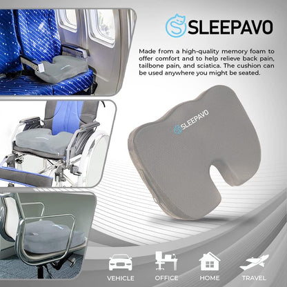 Sleepavo Office Chair Cushion, Seat Cushion for Tailbone Pain Relief Butt