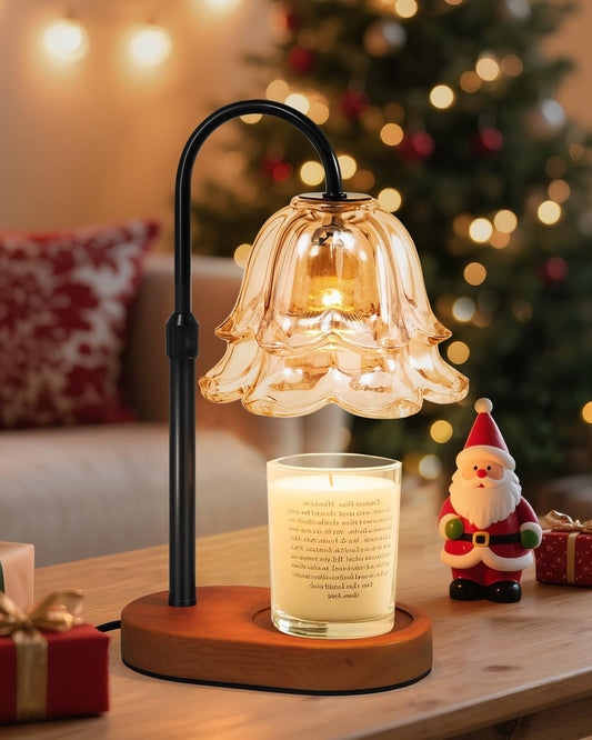 Flower Candle Warmer Lamp with Timer - Dimmable Electric Candle Lamp, Birthday Gifts for Women Mom, House Warming Gifts New Home Decor, Adjustable Wax Wamer Light for Jar Candles