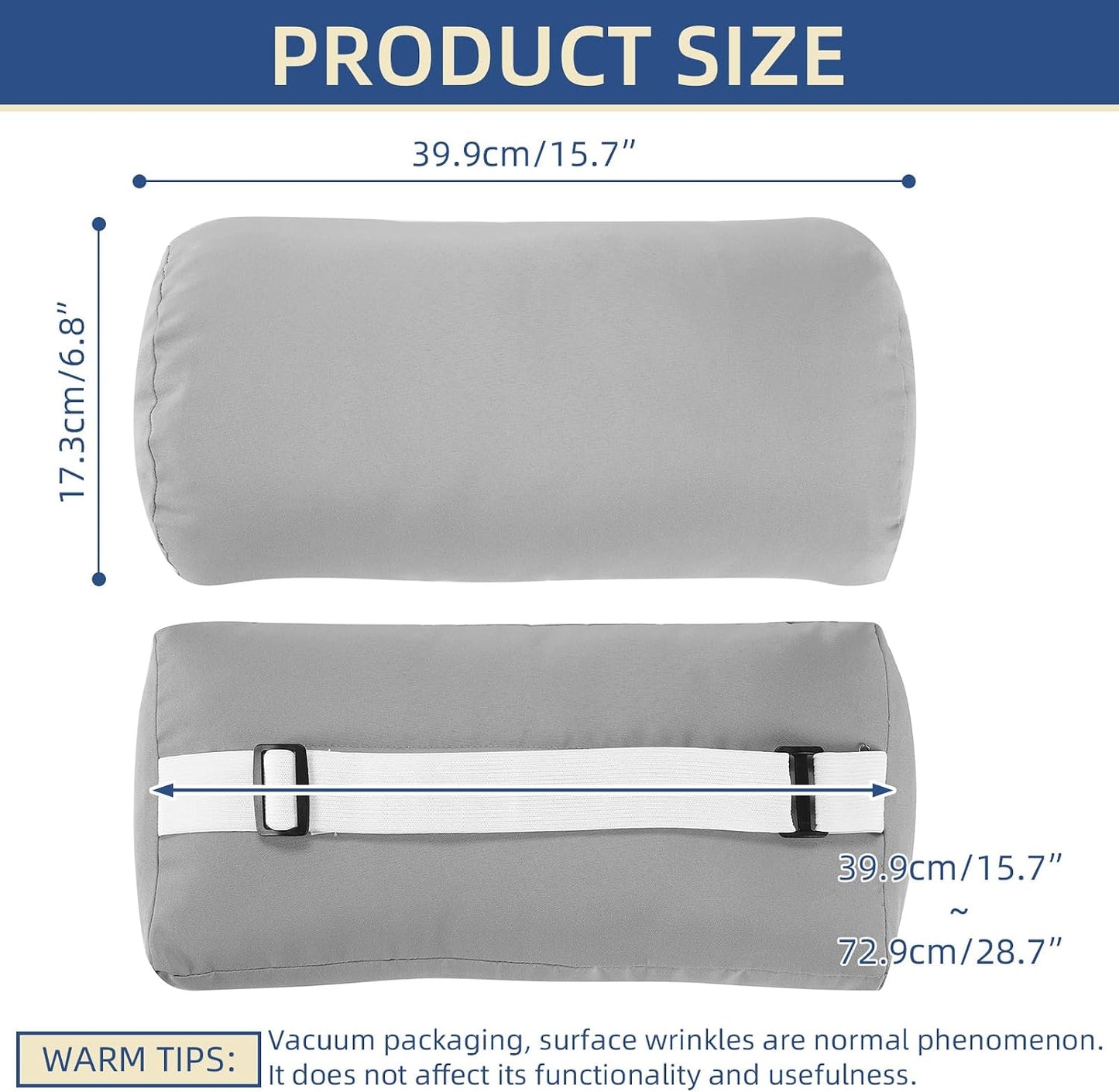 Headrest Pillow for Patio Chaise Lounge, 2 Packs Head Pillow with Elastic Band for Zero Gravity Lounge Chair, Head Neck Rest Pillow Lumbar Pillow, Beige