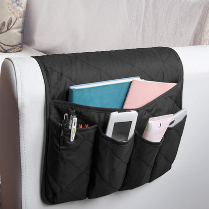 5 Pockets Remote Control Holder, Magazine Rack, Space Saver Organizer, Draped Over Sofa, Couch, Recliner Armrest