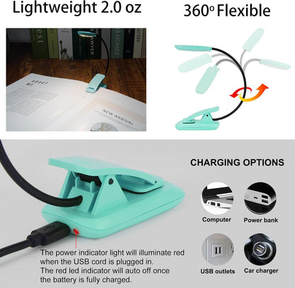BIGMONAT Battery Operated Clip on Light, Dimmable Brightness Eye Care Book Reading Light, 360°Flexible Gooseneck Night Lighting for Home Office, Reading,Study (Orange, 2Pack)