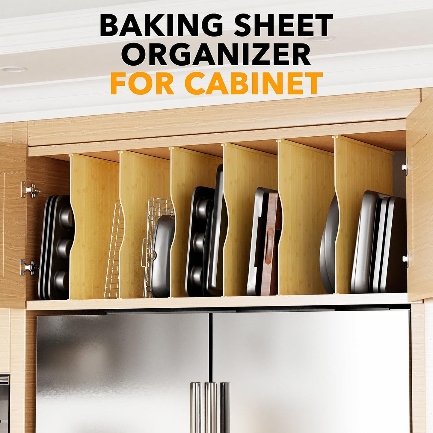 SpaceAid 6 Pack Tray Dividers for Cabinets, Pressboard Kitchen Cookie Baking Sheet Organizer for Cabinet, Vertical Pan and Trays Organizers for Pantry Storage