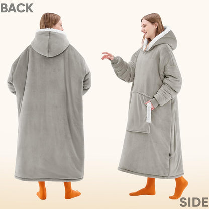 yescool Wearable Blanket Hoodie, Flannel Sherpa Fleece Blanket Sweatshirt for Adults Women Men,One Size Fits All - Colors A