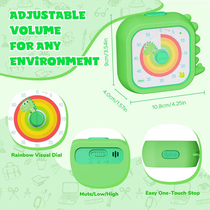Owliwise Visual Timer for Kids, 60 Minute Countdown Timer with Silent Operation, Cute Pomodoro Rainbow Disk Time Management Tool for Classroom and Home Study, for Kids Desk, Office Desk and Meetings