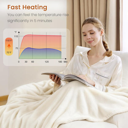 Heated Blanket Electric Throw Blanket with Built-in Button Controller