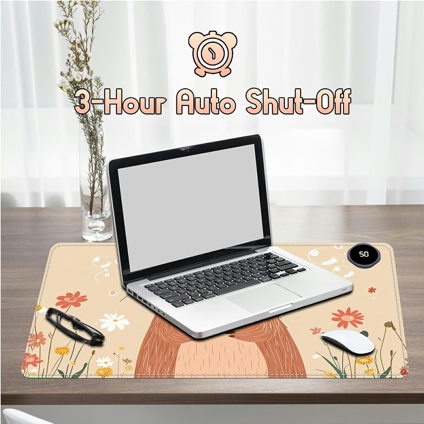 Heated Desk Pad Heated Large Mouse Pad, Electric Quickly Warm Desk Mat with 3 Levels Heating 3 Hours Auto Shut-Off, 31.5" x 13" Warm Gaming Mousepad Hand Foot Warmer, Baby Elephant