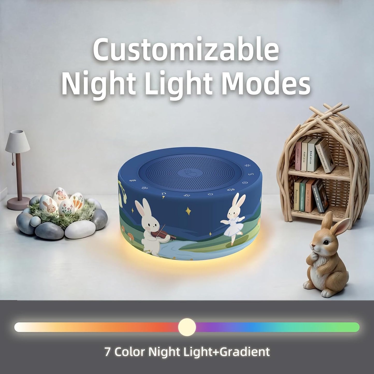 Kipcush White Noise Machine for Baby & Adults, 30 Soothing Sounds, Sleep Sound Machine with 8 Color Night Light, Memory Function, White Noise for Sleeping, Nursery, Office, Travel & Relaxation