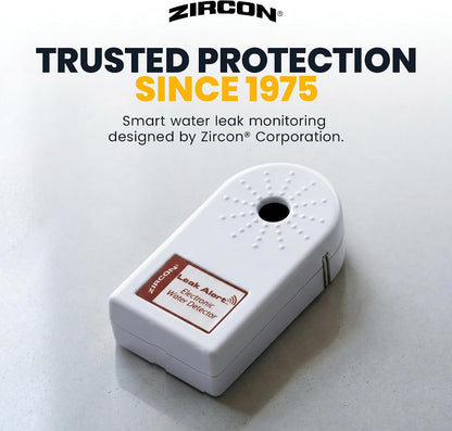 Zircon® Leak Alert™ Water Leak Detector, Loud 90 dB Water Alarm | Detect leaks before costly water damage near water heaters, appliances and plumbing fixtures; no setup required