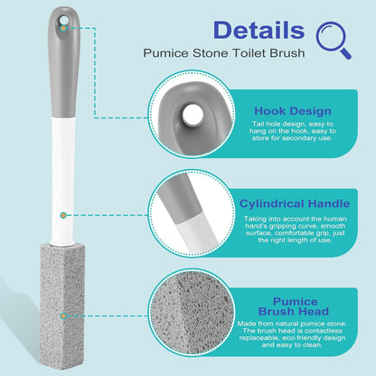 12 Pack Toilet Pumice Stone with Long Handle,Pumice Stone Toilet Bowl Cleaner,1 Cleaning Handle, 12 No Touch Replaceable Piedra Pomez for Cleaning Toilets, Bathtubs, Grills, Swimming Pool, Sinks