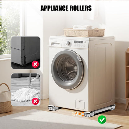 Appliance Rollers With 360° Swive Wheels, Anti Slip Heavy Duty Extendable Mover Tools with 28 Roller & Lifting Lever Tool For Moving Washing Machines, Dryers, Furniture, Refrigerators Base Stand