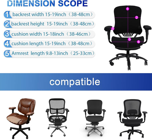 Tallew 4 Pcs Office Chair Covers Set Computer Universal Protective Stretchable Chair Seat Covers Desk Armrest Slipcovers Pads Office Cushion Backrest for Rotating (XL,Silver Gray)