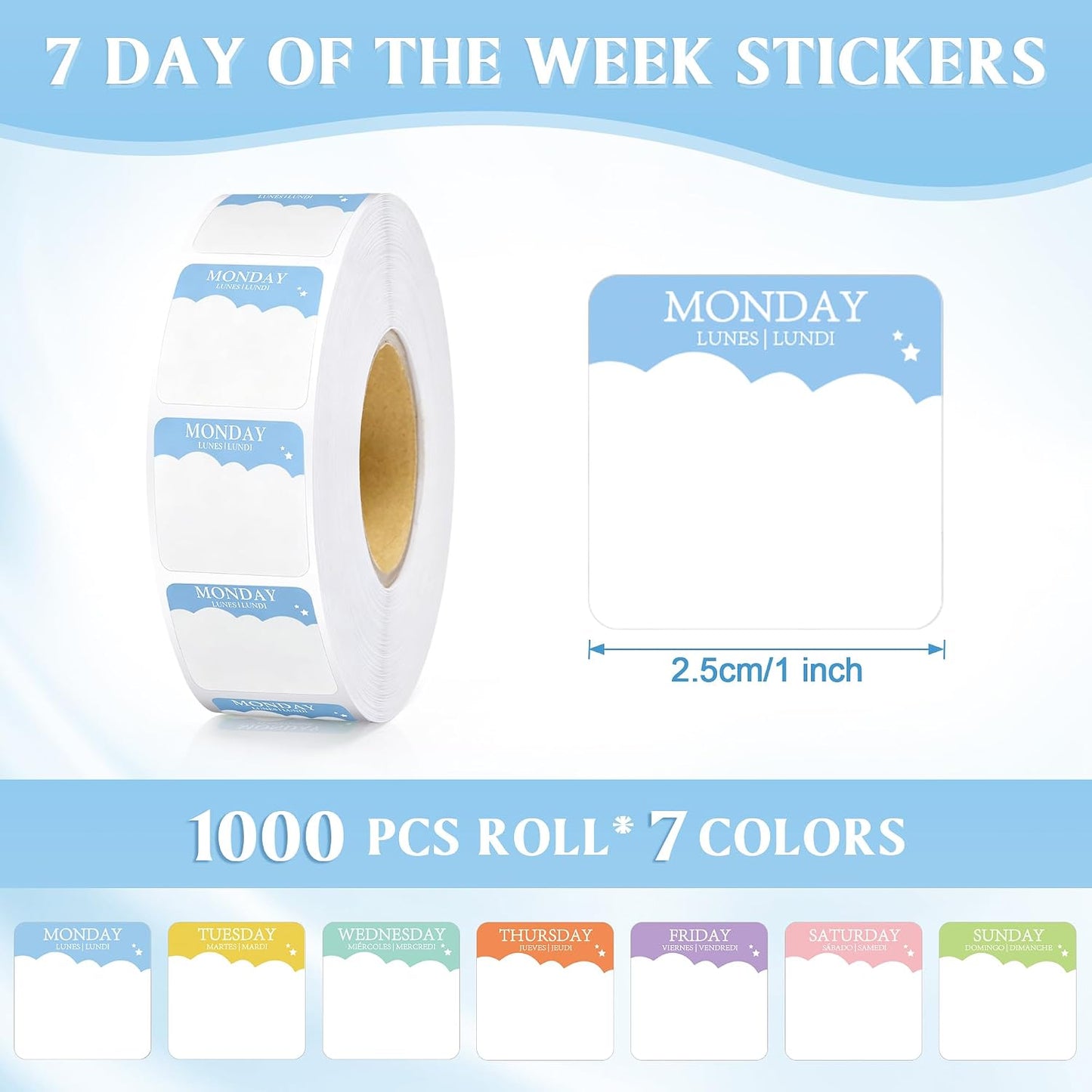 Sayglossy 7000 Pcs Day of the Week Food Labels, Removable Date Stickers for Food, Monday to Sunday Dots, Self Adhesive Stickers for Restaurant Kitchen Container & Organization(Macaron Color,Round)