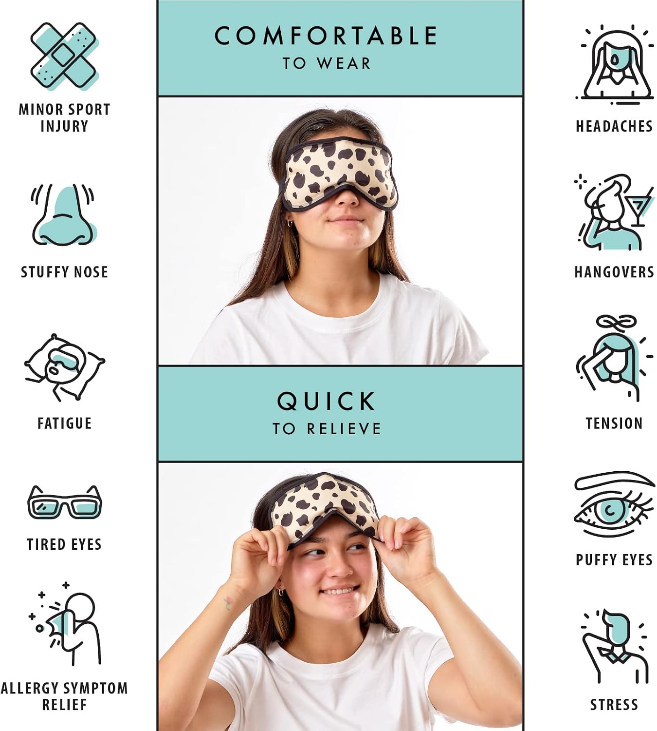 Fit+Fresh Cooling Gel Eye Mask & Cold Head Wrap - Migraine Ice Pack for Relief