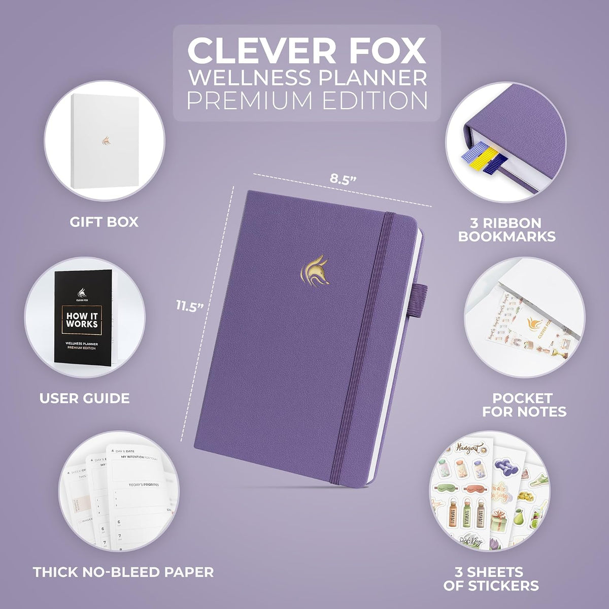 Clever Fox Wellness Journal Premium for Women, Workout & Food Light Pink
