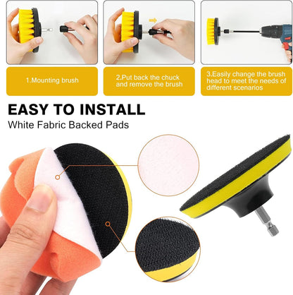 48 Pcs Drill Brush Attachments Set, Scrub Pads & Sponge & Wire Brush for Drill, Power Scrubber Brush with Extend Long Attachment, Drill Scrubber Brush Kit for Bathroom, Floor, Car, Grout