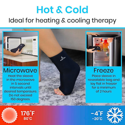 Vive Arctic Flex Ankle Ice Pack Wrap for Swelling - Adjustable Hot & Cold | Gel Compression for Foot & Heel Injuries Reusable, Pain Relief, Reusable Cooling Therapy