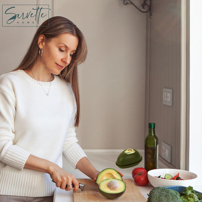 Food Keeper Storage Container with Lid, Food Saver for Fresh Avocados, Red Onions, and Garlic, BPA Free (Avocado)