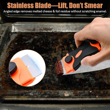 Heavy Duty Oven Cleaner Brush Set,Oven Cleaning Kits,Oven Cleaning Tools Accessories with Razor Blade Scraper,Crevice Cleaning Brush,Pumice Stone,Microfiber Cleaning Cloth,Scrub Sponges