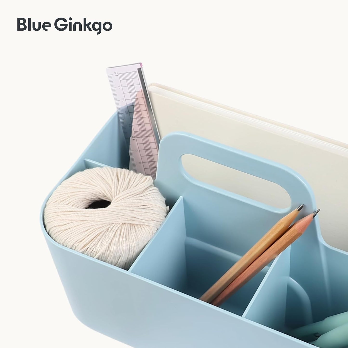 BLUE GINKGO Stackable Organizer Caddy, Rectangle, White, Made in Korea | Portable. Adjustable. Home, Office & School Storage.