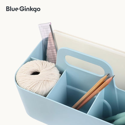 BLUE GINKGO Stackable Organizer Caddy, Rectangle, White, Made in Korea | Portable. Adjustable. Home, Office & School Storage.