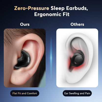 Sleep Earbuds Zero Pressure No Lights or Alerts, Tiny Hidden Earbuds for All Night Sleep