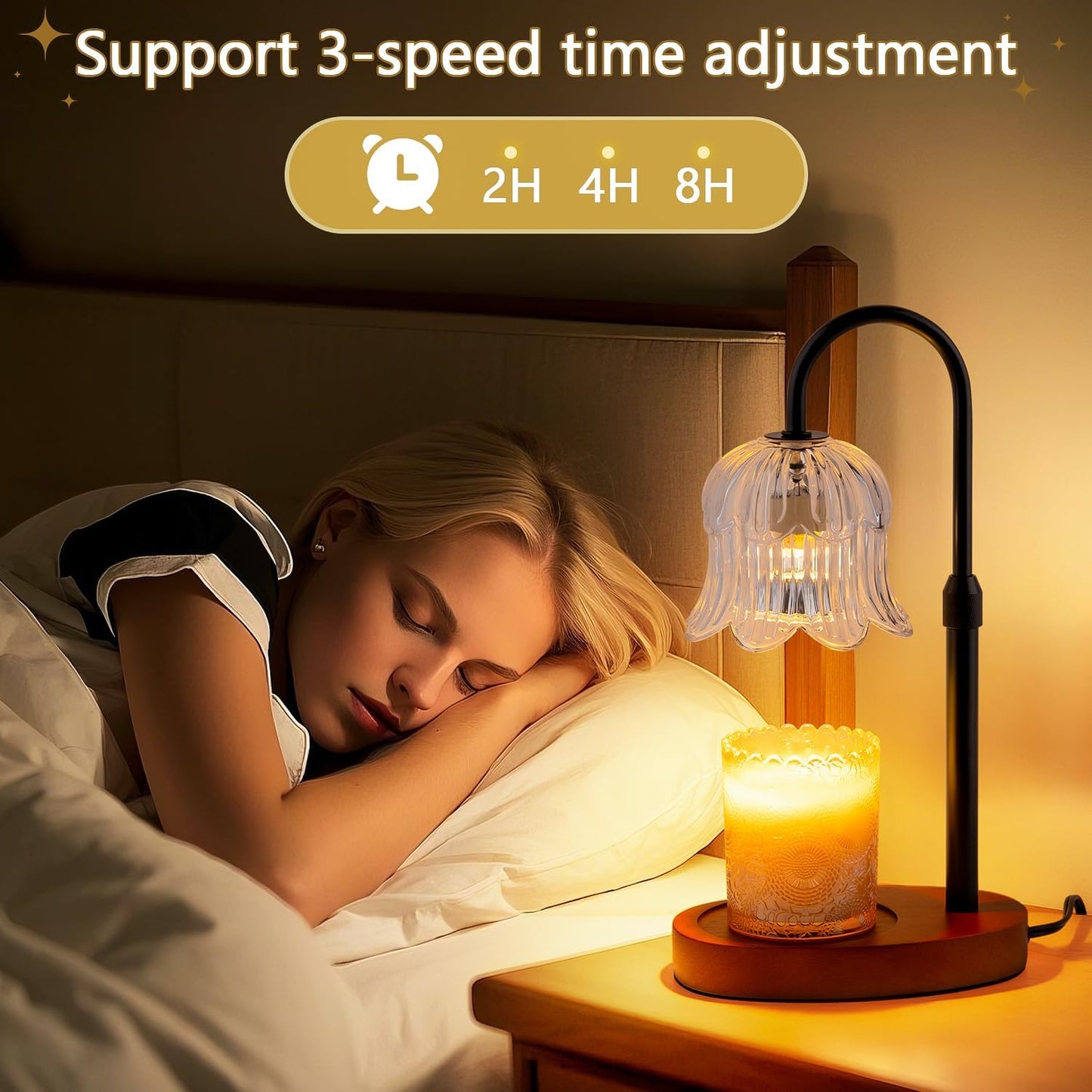 CRMILL Candle Warmer Lamp Electric Timer - Candles Warming Light Height Adjustable Dimmable Warmers Flower Lamps No Flame Heat Warm Melt Wax Jar Modern Home Decor Table Lights for Home Living Bedroom
