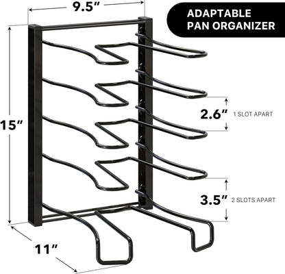 SIMPLE HOUSEWARE 5 Compartments Height Adjustable Pan Organizer, Black