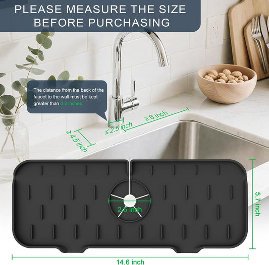Kitchen Sink Splash Guard Silicone Faucet Mat for Kitchen Sink Grey | Sink drain pad behind faucet, Sink rubber mat around faucet guard & draining mat, bathroom sink protector Water Catcher Mat