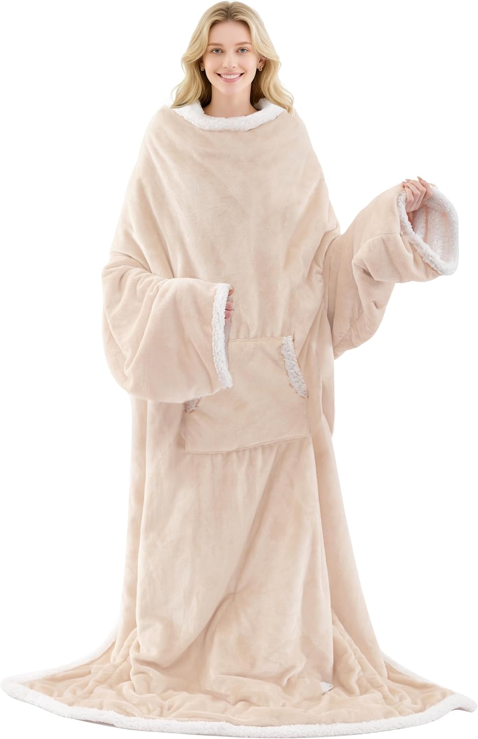 MAXEVE Heated Wearable Blanket with Foot Pocket & Sleeves Electric Snuggle