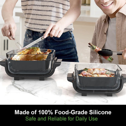 Square Silicone Air Fryer Liners for Ninja Crispi FN101GY FN101SG FN101ST FN101MT FN101PL Large for 4Qt, Small for 6Cup, Reusable Basket Trays, 4-in-1 Portable Glass Airfryer Accessories