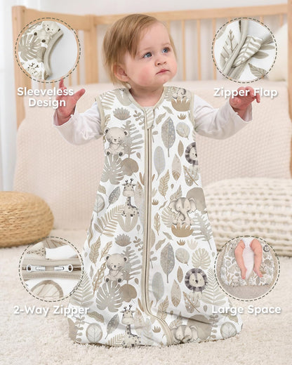 Yoofoss Baby Sleep Sack 0-6 Months Wearable Blanket for Babies 100% Organic Cotton 2-Way Zipper TOG 0.5 Toddler Sleeping Sack 3 Pack, Sleep Sacks