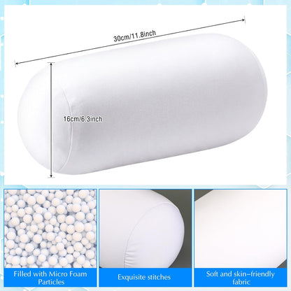 Geelin 2 Pcs Microbead Roll Pillow 11.8 x 6.3 Inch Soft Pillow Bolster Cylindrical Pillow Microbead Pillows for Sleeping Home Travel Neck Head Back Support Rest (Violet, Black)