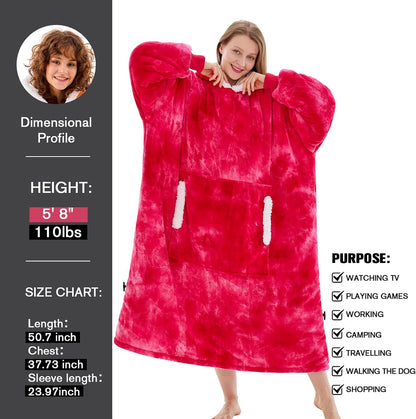 yescool Wearable Blanket Hoodie, Flannel Sherpa Fleece Blanket Sweatshirt for Adults Women Men,One Size Fits All - Colors A