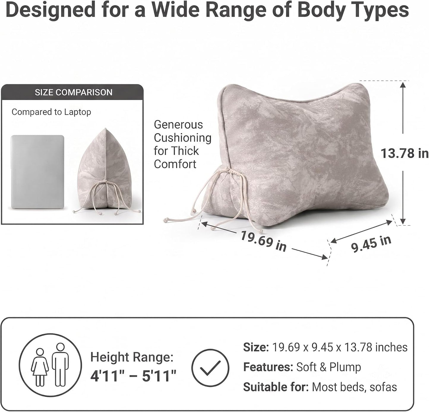Pat. Pend. Lumbar Support Pillow, Reading Pillow, Moss Green | Back pillow for reading on a couch, sofa, or armchair; triangle cushion with removable, washable cover for lounging