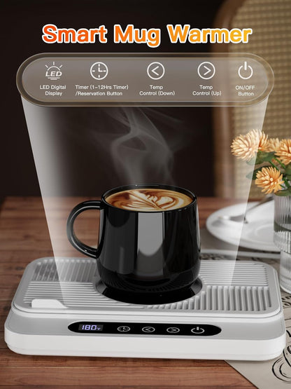 Misby Coffee Mug Warmer, 50W Large Heating Panel Mug Warmer with 6-Temp Settings, 8H Auto Shut-Off, 12H Timer, Ultra-Thin Design, Coffee Warmer for Desk, Ideal for Home, Office, and Travel (Black)