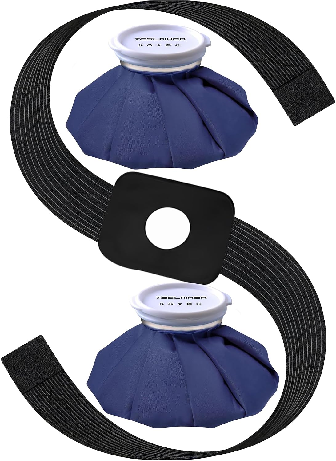 Ice Pack for Injuries with Strap, Ice Bags Reusable Hot Water Bag for Pain Relief, Hot & Cold Therapy Ice Bag, No-Leak Elastic Breathable Ice Cold Pack, Size 11" 2Pcs with Strap Length 41"
