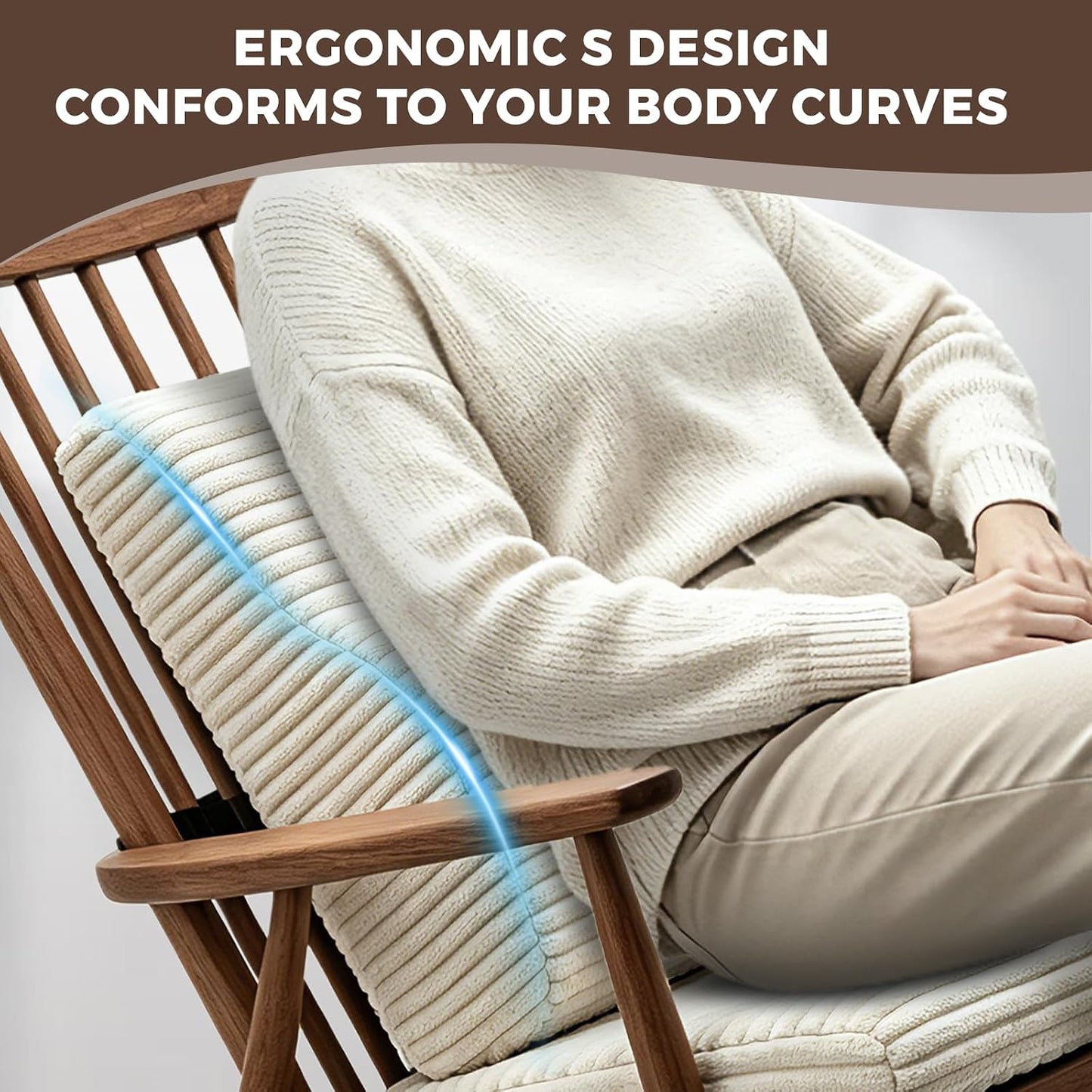 Lumbar Support Pillow for Recliner Chair/Accent Chair/Couch, Washable Cover | Large Memory Foam Back Support Cushion for Elderly, Ergonomic Backrest Pillow for Back Rest/Pain Relief/Reading, Gray