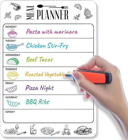 Dry Erase Menu Board for Fridge A4-8.5 x 12 in Weekly Meal Planner Dry Erase Board Magnetic Meal Planner for Refrigerator Dry Erase Dinner Menu Board for Kitchen Magnetic Dinner Menu for Fridge