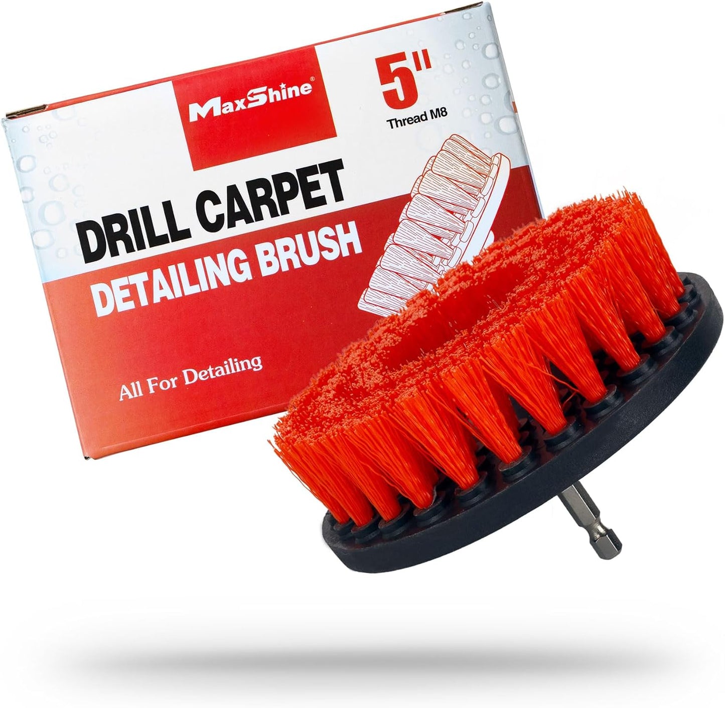 Maxshine Universal M8 Light-Duty Soft Leather & Fabric Brush Drill Attachment – White Scrub Brush Kit for Fabric, Leather, Upholstery, Convertable Top & Seats – Removes Grime, Stains, Dirt & Buildup
