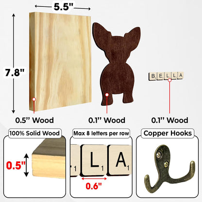 Dog Leash Holder Wall Mount, Pet Harness Hanger with Scrabble Letters, Dog Collar Organizer for Entryway, Memorial Cat Leash Holder for Wall, Pet Loss Gifts, Keepsake, Home Decor PF212-NAT
