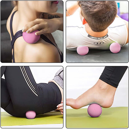 WOVTE Massage Lacrosse Ball Therapy for Sore Muscles Myofascial Release | Shoulders, Neck, Back, Foot, Body, Deep Tissue, Trigger Point, Muscle Knots, Yoga