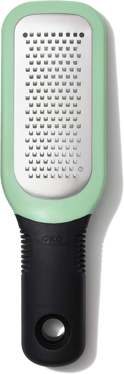 OXO Good Grips Etched Coarse Grater with Handle, Orange | Coarse Kitchen Grater, Sharp Etched Teeth, Non-Slip Handle, Hard Cheese, Vegetables, Chocolate, Easy Grip
