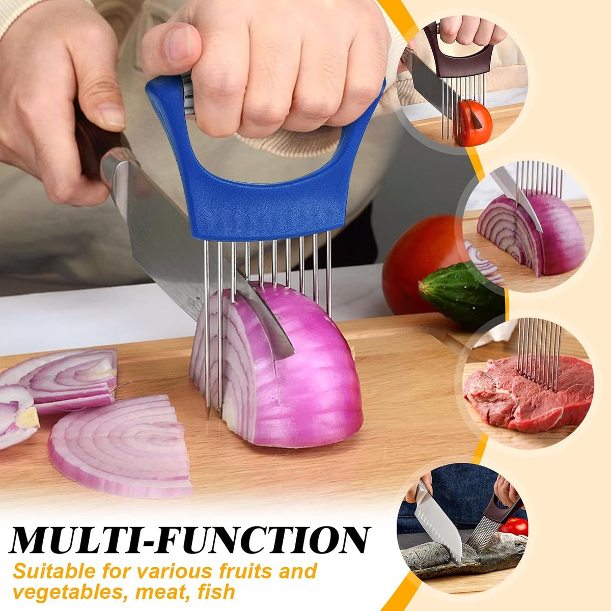 Stainless Steel Onion Holder for Slicing,Onion Slicer Holder,Kitchen Gadget