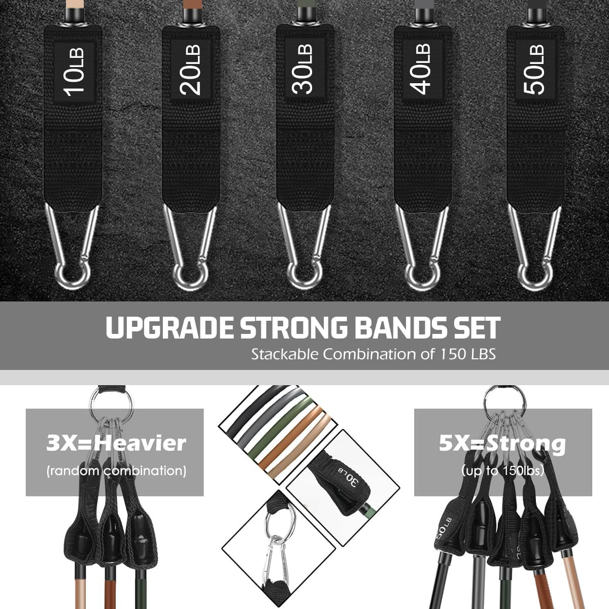 VElCK Resistance Bands Set with Handles for Exercise, Workout and Home Gym | 100% Natural Latex, 10-150LBS, Versatile for Yoga, Pilates, Strength, Home Gym